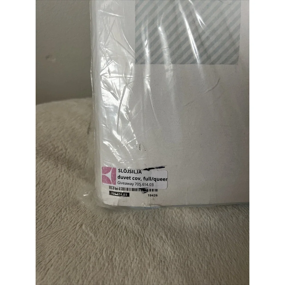 Ikea Slojsilja Full Queen Duvet Cover Pale Blue Stripe